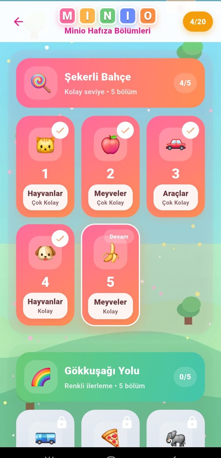 Hafıza bölümler ekranı