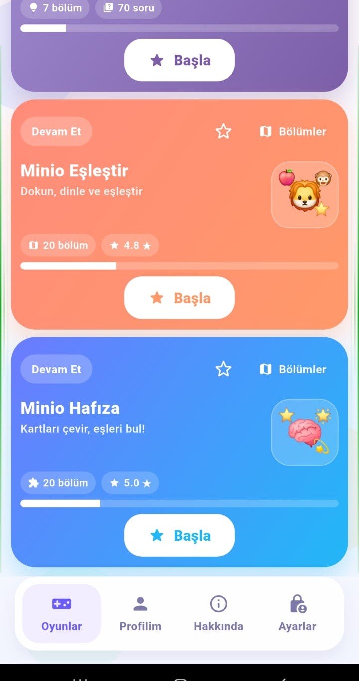 MINIO oyun listesi